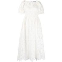 Midi suknelė moterims, Balta, White cotton lace midi dress