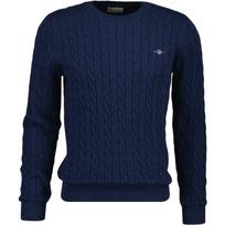 Megztinis vyrams, Mėlyna, cotton cable c-neck