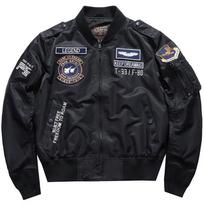 Vyriškos žieminės hiphopo storos šiltos striukės karinės motociklo Ma-1 Aviator Pilot Cotton Parka vyriškos beisbolo bombonešio striukės S juoda