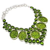 Moldavitas, Peridoto Brangakmenis 925 Sterlinginio Sidabro Papuošalas Karoliai 18
