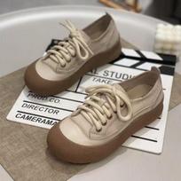 Retro single shoes women's autumn new big head ugly cute casual board shoes soft sole light sports casual shoes 35 raudona