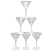 6Pcs LED Light Up Flashing Plastic Martini Glasses 210ml LED Cocktail Glasses with Stem Party Prop Glow Cup