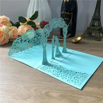 3D Bride and Groom Rose Gold Pop Up Wedding Invitations Laser Cut Greeting Cards Envelope Bridal Shower Invitation Cards