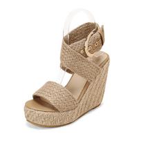 Bohemia Beach Dress Sandals Women's Summer Wedges Shoes Straw Platform Ankle Strap Casual Footwear 14 abrikosas