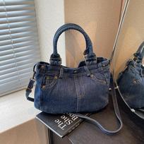 New messenger bag women's washed denim bag niche design denim bag fashionable large capacity shoulder bag juoda