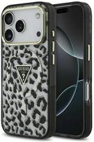 GUESS dėklas, skirtas IPHONE 17 Pro Max, suderinamas su MagSafe GUHMP17XHLEGTGLK (PC TPU su leopardo rašto blizgučiais), juodas