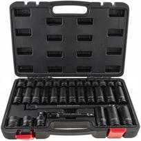 Smūginių galvučių rinkinys, 8-22 mm, 1/2" tvarkyklė, chromo-molibdeno plienas, smūginių veržliarakčių galvučių rinkinys, mechaniko įrankių rinkinys
