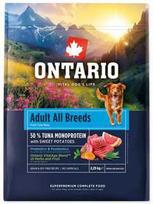 Ontario Adult All Breeds Monoprotein Tunas ir Saldžiosios bulvės 2,25 kg