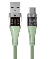 Qualo QTCN-AC-04 Transparent Nylon Cable USB-A – USB-C / 60W / 1.5m / green
