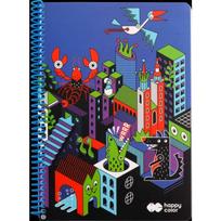 Sąsiuvinis HAPPY COLOR Me&CITY, B5 80 lapų su spirale, langeliais plastikiniu viršeliu