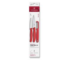 Victorinox - Virtuvinių peilių rinkinys su skustuku SWISS CLASSIC 3 vnt. raudonas