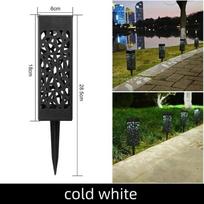 Waterproof Solar Lawn Lights Outdoor IP65 Warm/Cold White LED Landscape Lighting for Garden Pathway Decoration Hollow Design white light-6pcs black