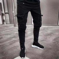Vyriški džinsai Kasdieniai Skinny Stretch Slim Fit Pencil Kelnės Juodos Kelnės Džinsinės kelnės S juoda