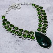 smaragdas(Imituojamas) Peridotas 925 prabos sidabro papuošalų vėrinys 18