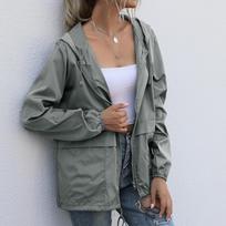 Moteriška striukė Taktinė vandeniui atspari vėjo striukė Moteriška striukė su gobtuvu Hip-hop piloto paltai, atsparūs vėjui, moteriški lauko lietpalčiai M tamsiai pilka spalva