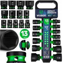 Smūginės galvutės WUBER, 1/2'', 13 vnt., 10–32 mm, Cr-V plienas, su dėklu