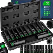 Smūginės ilgos galvutės 1/2'', 11 vnt., 10–24 mm, su dėklu, Wuber