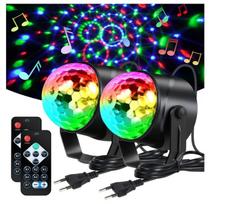 Disco Light, 2 vnt., 7 spalvų RGB disko kamuolys, besisukantis 360° su nuotolinio valdymo pulteliu, nešiojamasis Plug and Play balsu suaktyvinamas scenos apšvietimas