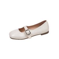 Flat-bottomed French fashion shallow mouth Mary Jane shoes women's 2025 summer new retro belt buckle versatile small leather shoes soft 35
