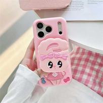 3D Cute Holder Phone Case For iPhone 17 16 15 14 13 Pro Max Soft Silicone Cover iPhone 13