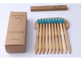 10-Pack Soft Bristle Bamboo Toothbrush Set for Adults - Ideal for Home, Hotel, or B&B, Custom Labeling Available brown