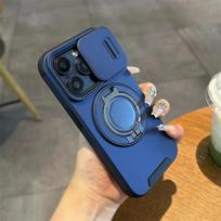 Luxury Magsafe Wireless Charging Case For iPhone 11 16 12 13 14 15 17 Pro Max Plus Magnetic Ring Bracket Camera Protection Cover For iPhone 16 Pro Max mėlyna
