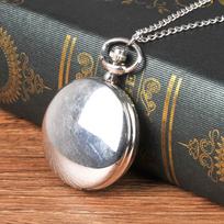 Engravable Large Silver Double-Sided Pocket Watch (Model 8814) Silver Double-sided Black Roman Face Thin Chain