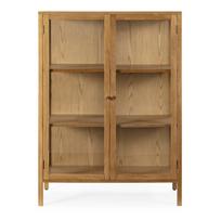 Natūralios spalvos vitrina iš ąžuolo 90x126x40 cm Ceci – MOME