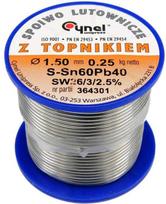 Lydmetalio viela Sn60Pb40, 1,5 mm skersmens, 250 g svorio, su F-SW26 srautu, elektronikos pramonei, švino litavimo viela