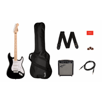 Squier Sonic Stratocaster Pack Maple Fingerboard, Black Gitaros rinkinys