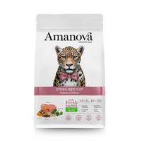 Amanova Sterilised Low Grain sausas pašaras su lašiša ir bolivine balanda sterilizuotoms katėms, 1.5 kg