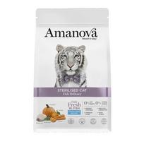 Amanova Sterilised sausas pašaras su balta žuvimi ir moliūgais sterilizuotoms katėms, 1.5 kg