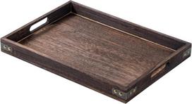 Medinis padėklas su rankenomis Budesoko, rudas 30 x 24.5 x 4 cm