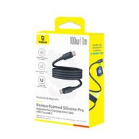 Kabelis USB C - USB C 1m 100W magnetinis, porėto silikono izoliacija, juodas BASEUS