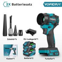 YOFIDRA Šepečiams Nenaudojantis 2-in-1 Turbo Pūstuvas Jet Ventiliatorius & Dulkių Siurblys 80000RPM Rankinis Dulkių Pūtimo Įrankis Makita 18V Baterijos Kaiščiui 2 Battery-EU