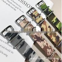 Nailono drobės NATO laikrodžio dirželis vyrams ir moterims, 18/20/22mm - Vienos dalies dizainas 20mm Silver Buckle Green