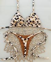 2024 European & American Stylish Bikini: Special Fabric Print, Sexy Beach Swimsuit for Women Medium