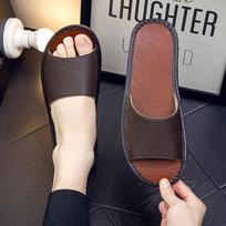 Neperšlampami odiniai namų šlepetės: Neslystantis vasaros dizainas vyrams ir moterims. Size 25 (Fits 35-36) tamsiai ruda spalva