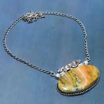 Bumblebee Jasper, Morganite Gemstone 925 Sterling Silver Necklace 18