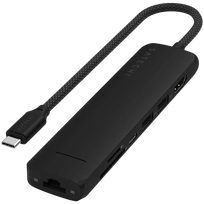 Satechi 7-w-1 USB-C Slim Multiport Adapter Ethernet (USB-C PD, 2x USB-A, HDMI 4K, Ethernet, czytnik kart micro/SD) (czarny)