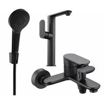 Mexen Milo R05 vonios komplektas, juodas - 713153R05-70