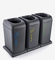 Šiukšlių rūšiavimo konteinerių komplektas 3×40 l, antracito spalvos