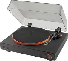 "JBL Spinner BT" - aukštos kokybės vinilinių plokštelių grotuvas su "Bluetooth" ir "aptXTM HD" - juodos ir oranžinės spalvos