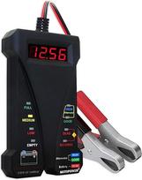"Motopower" 12V skaitmeninis akumuliatoriaus testeris, voltmetras ir įkrovimo sistemos analizatorius su LCD ekranu ir LED indikacijomis, juodos spalvos