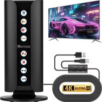 "Romicta" DVB-T2 vidaus antena, DVB-T ir DVB-T2 antenos su stiprintuvu, DAB/DAB+ priėmimas, vidaus antena televizoriams su dideliu nuotoliu ir 360° priėmimu, skirta 4K 1080p visiems televizoriams, 5 m kabelis