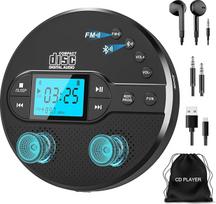 2024 Nešiojamasis "Bluetooth" CD grotuvas, "Greadio Discman" CD grotuvas su 2000 mAh įkraunama baterija, suderinamas FM siųstuvas, USB, AUX, "Walkman" CD grotuvas su ausinėmis ir apsauga nuo nuslydimo / smūgių