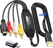 avedio nuorodos VHS į skaitmeninį keitiklį, USB 2.0 įrašymo kortelė, 1080P vaizdo įrašymo įrenginys Konvertuoti VHS VCR DVD į skaitmeninį adapterį, vaizdo įrašymo kortelė su Scart/AV adapteriu su Windows, Mac OS