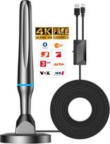DVBT2 antena, vidaus antenos DVB-T ir DVB-T2 antenos su stiprintuvu, didelio nuotolio ir 360° priėmimo diapazono, vidaus antena televizoriams su stipriu magnetiniu pagrindu, tinka 4K 1080p ir visiems televizoriams, mėlyna