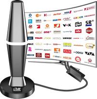 DVTB2 antena su stiprintuvu, vidinė antena DVB-T ir DVB-T2 antenoms, 450 km atstumas ir 360° priėmimo kampas, palaiko 4K 1080P, TV be DVB-T2 VHF UHF-3M koaksialinis kabelis