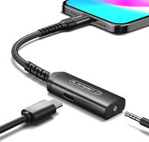 JSAUX USB C ausinių adapteris ir įkroviklis, 2 in 1 lizdo adapteris, 60 W C tipo AUX 3,5 mm lizdo adapteris "iPhone 15 Pro Max/15 Pro/15", "Samsung S24/S23/S22/S21/S20", "Huawei P40/P30/P20", "iPad Pro", juodas